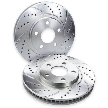 Pair of drilled and slotted brake rotors