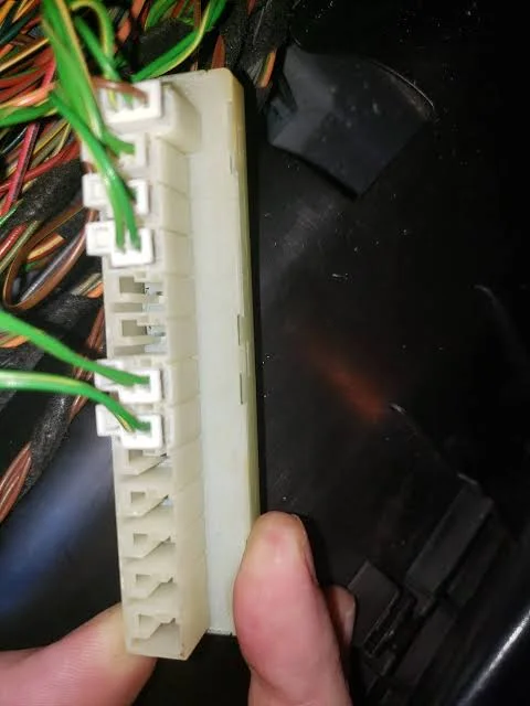 Mercedes-Benz CAN wiring connector block from under the carpet