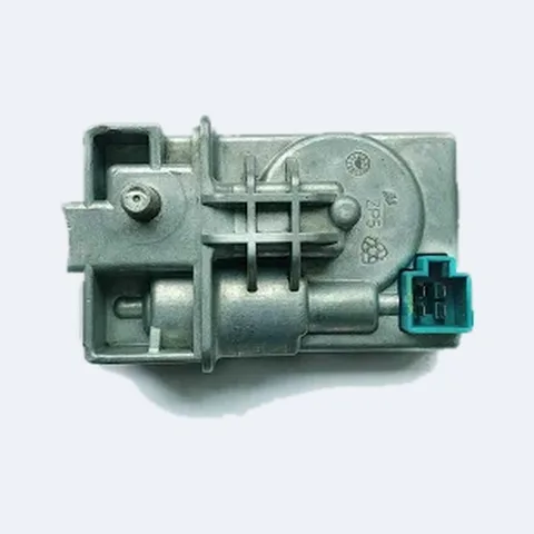 Factory Mercedes-Benz electronic steering lock with its metal housing and green connector