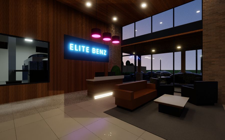Rendering of the new Elite Benz client lounge for Mercedes-Benz owners